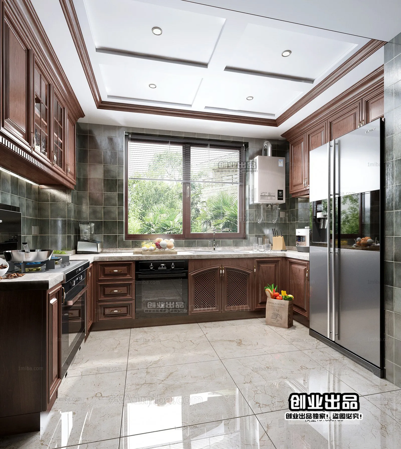 Kitchen 3D Interior Scene - American Style - 018