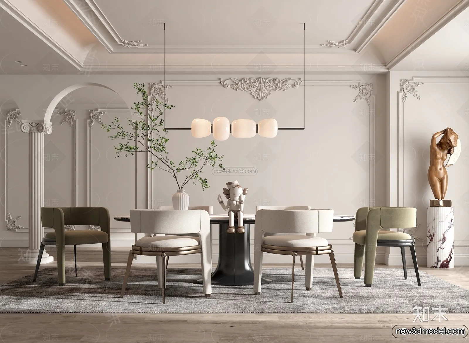 Kitchen - 3D Interior Scene - French Style - 003