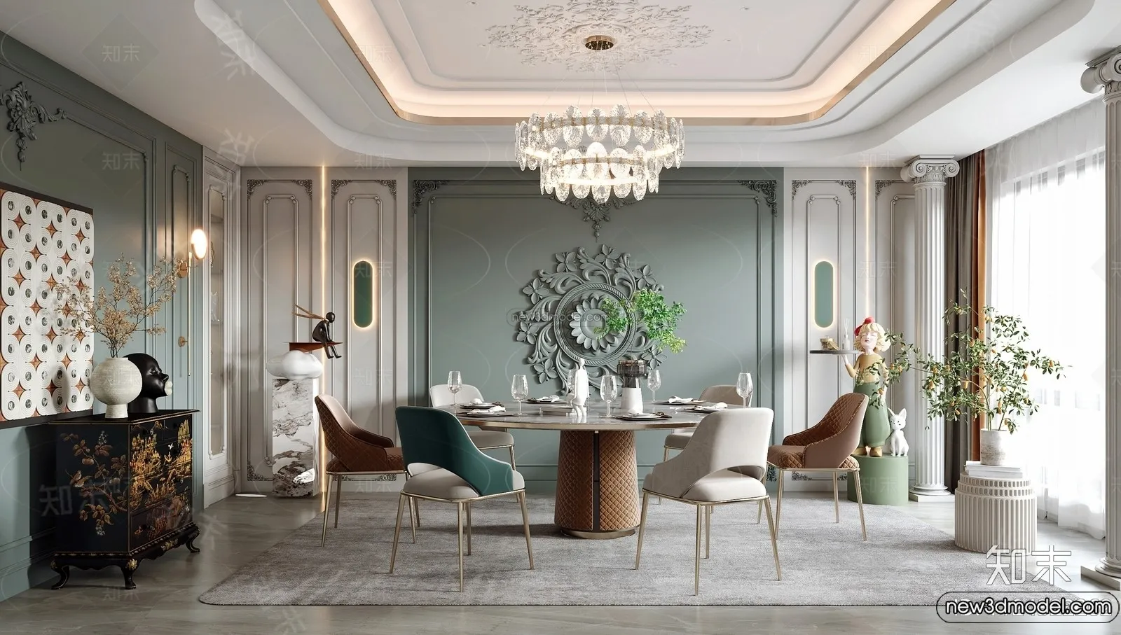 Kitchen - 3D Interior Scene - French Style - 004