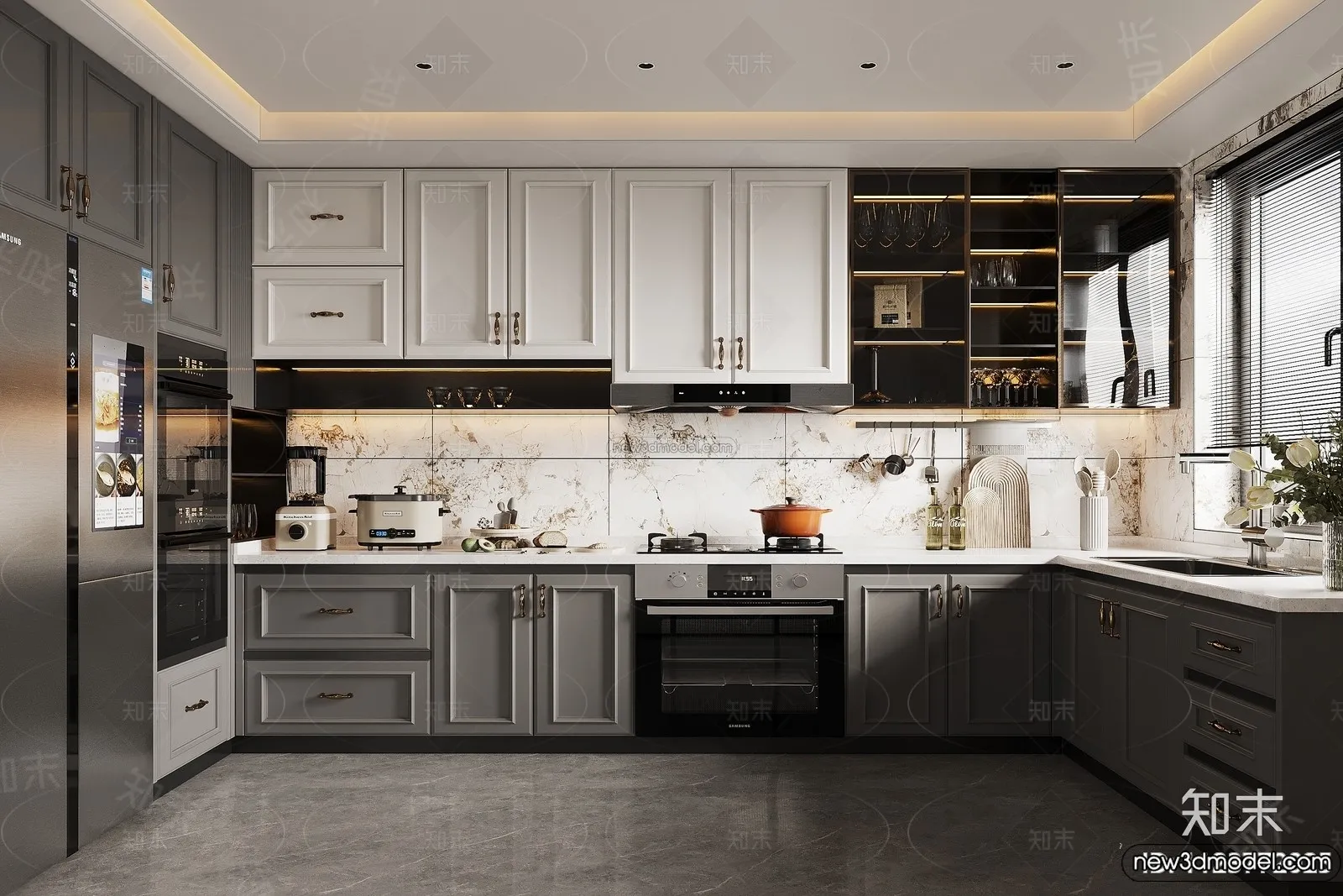 Kitchen - 3D Interior Scene - French Style - 007