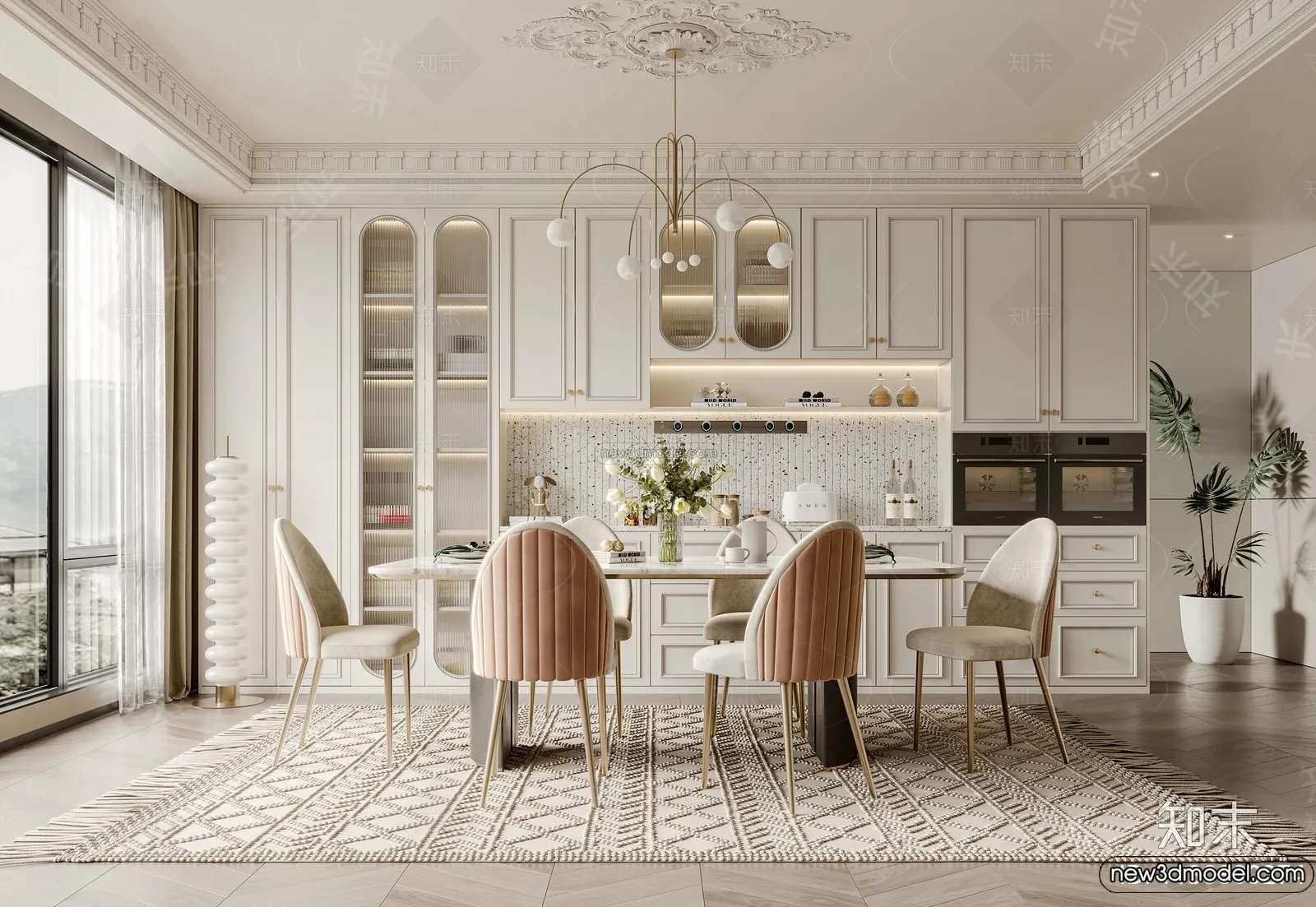 Kitchen - 3D Interior Scene - French Style - 013