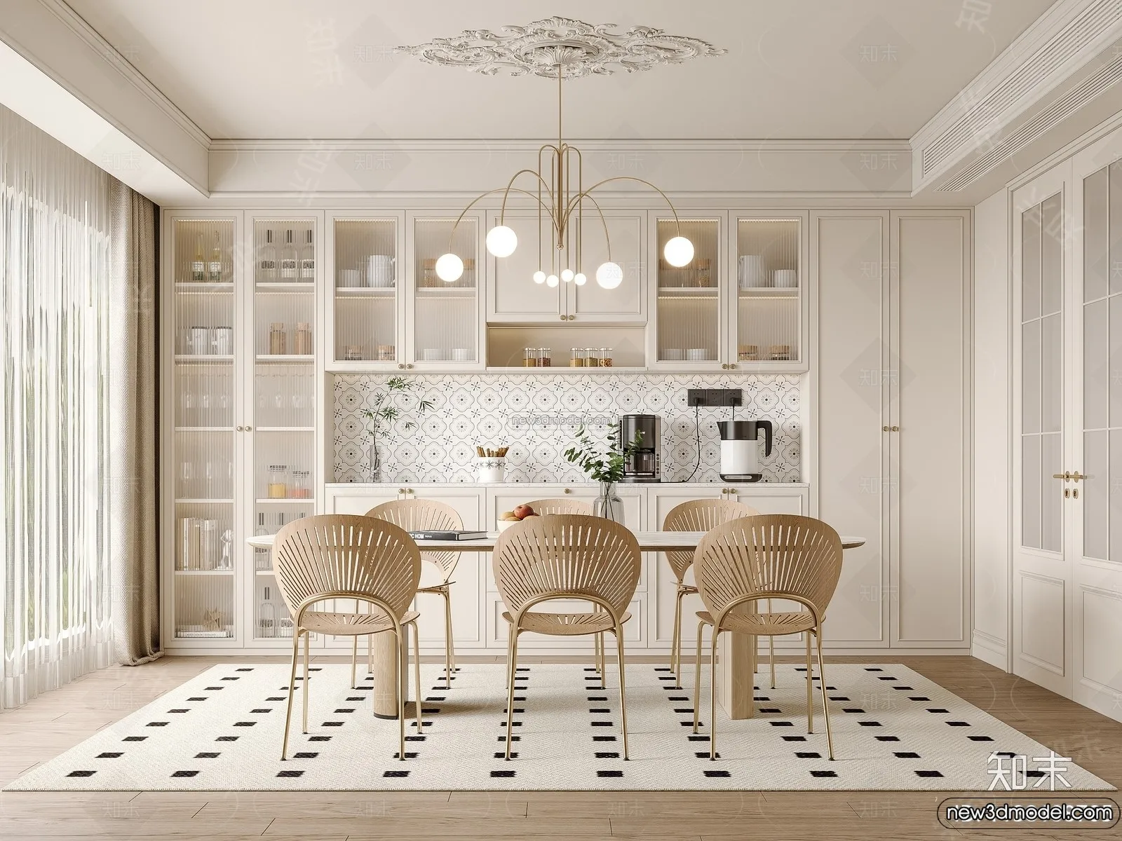 Kitchen - 3D Interior Scene - French Style - 014
