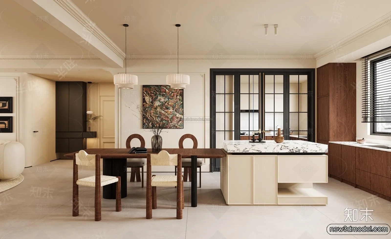 Kitchen - 3D Interior Scene - French Style - 024