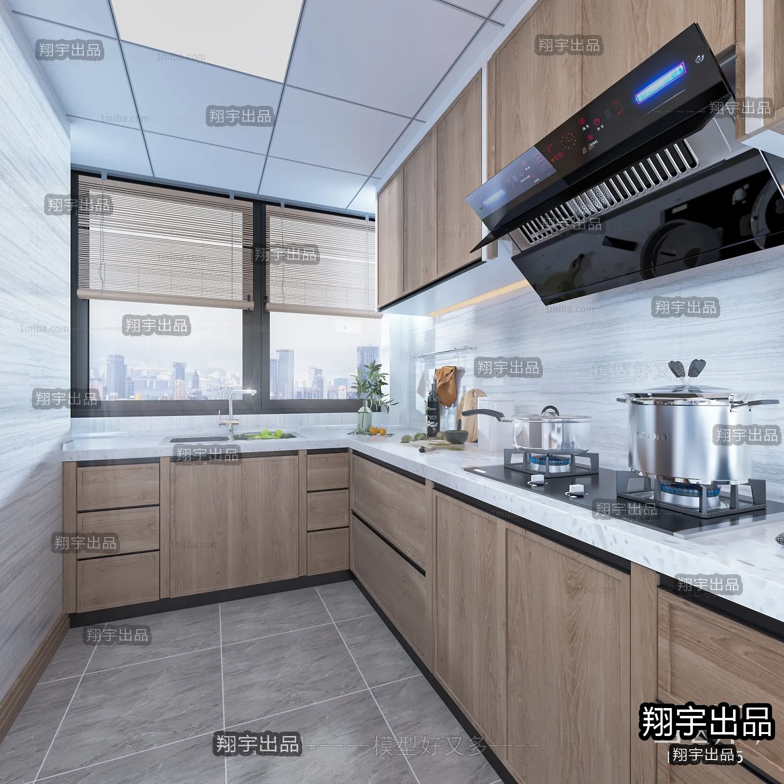 Kitchen 3D Interior Scene - Japanese Style - 005