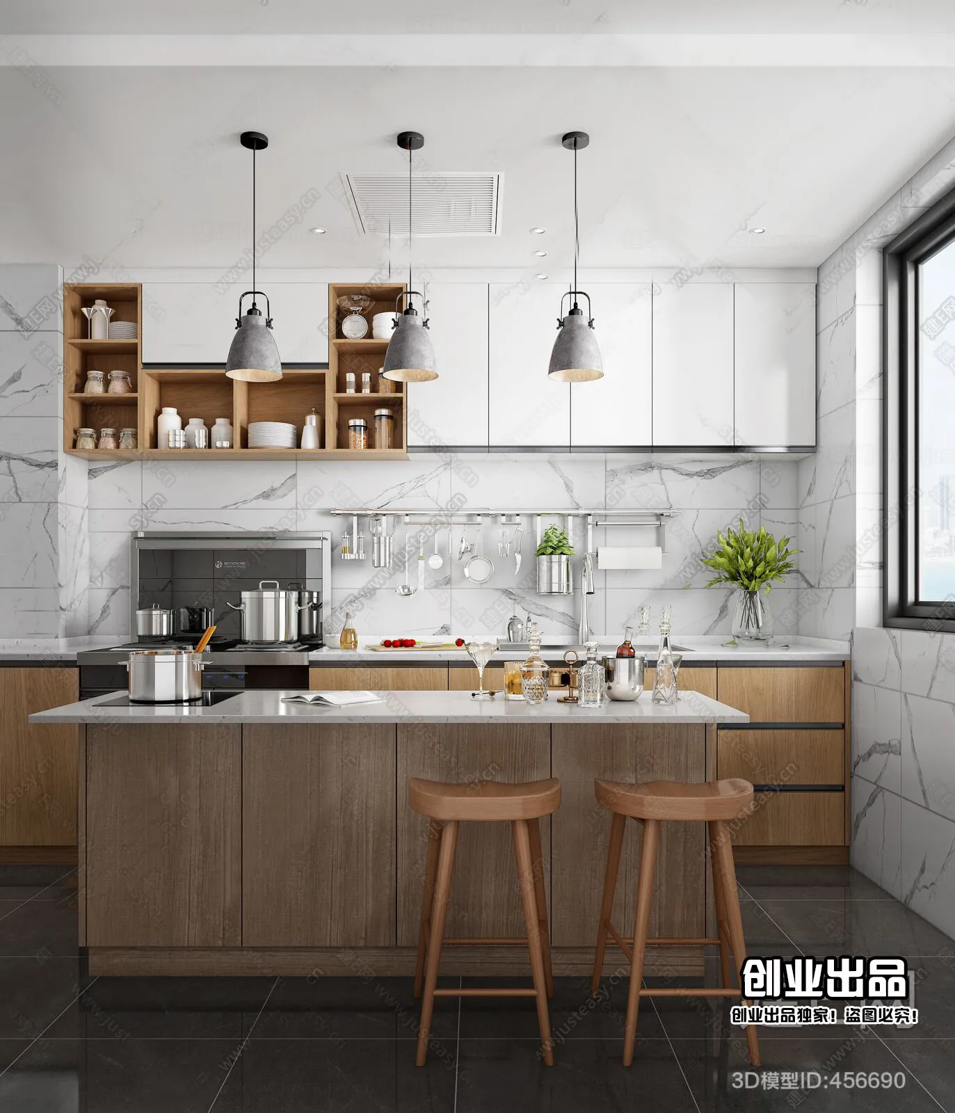 Kitchen 3D Interior Scene - Japanese Style - 008