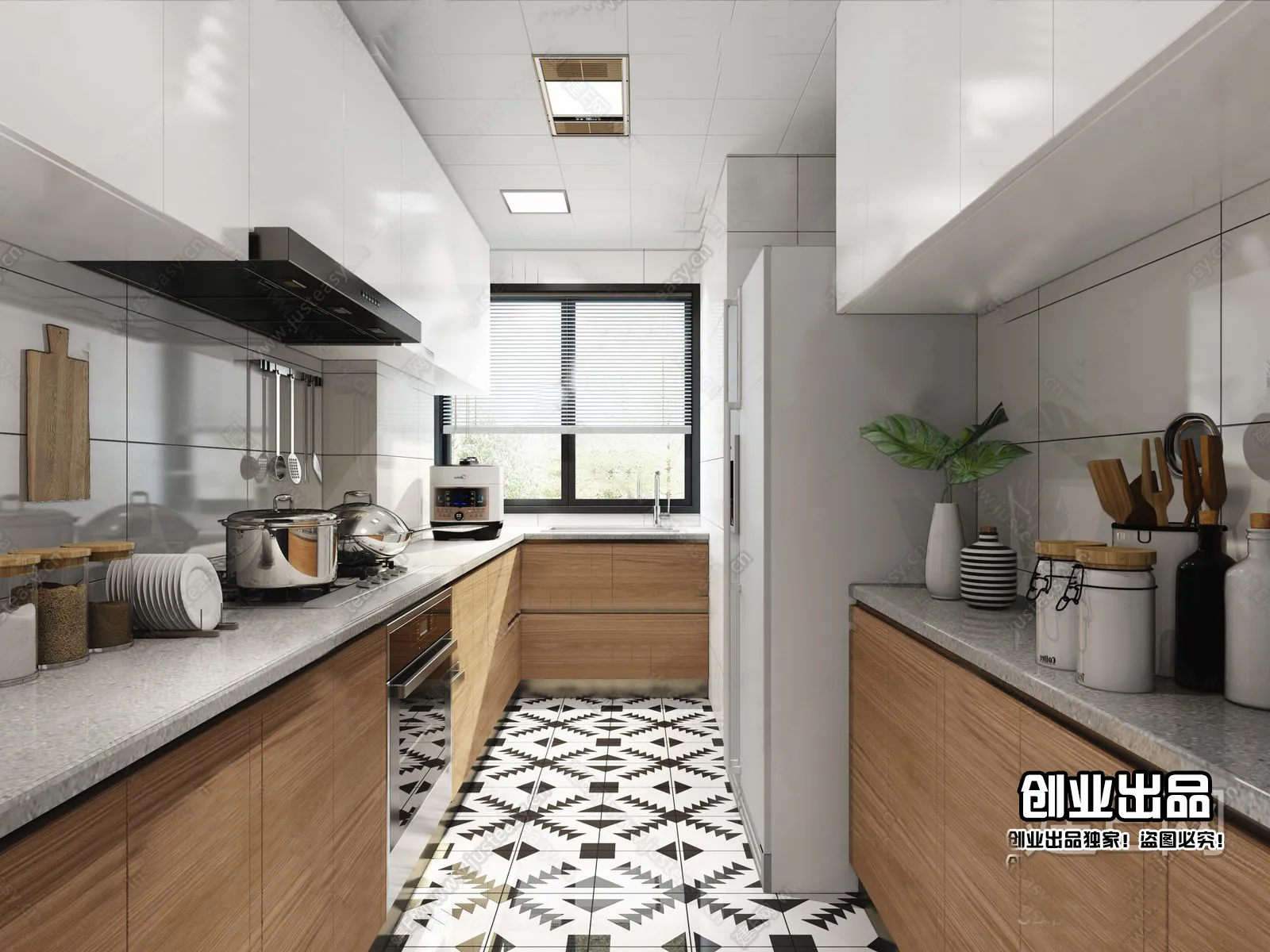Kitchen 3D Interior Scene - Japanese Style - 009