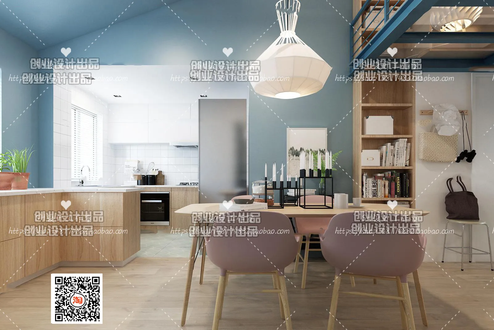 Kitchen 3D Interior Scene - Japanese Style - 010