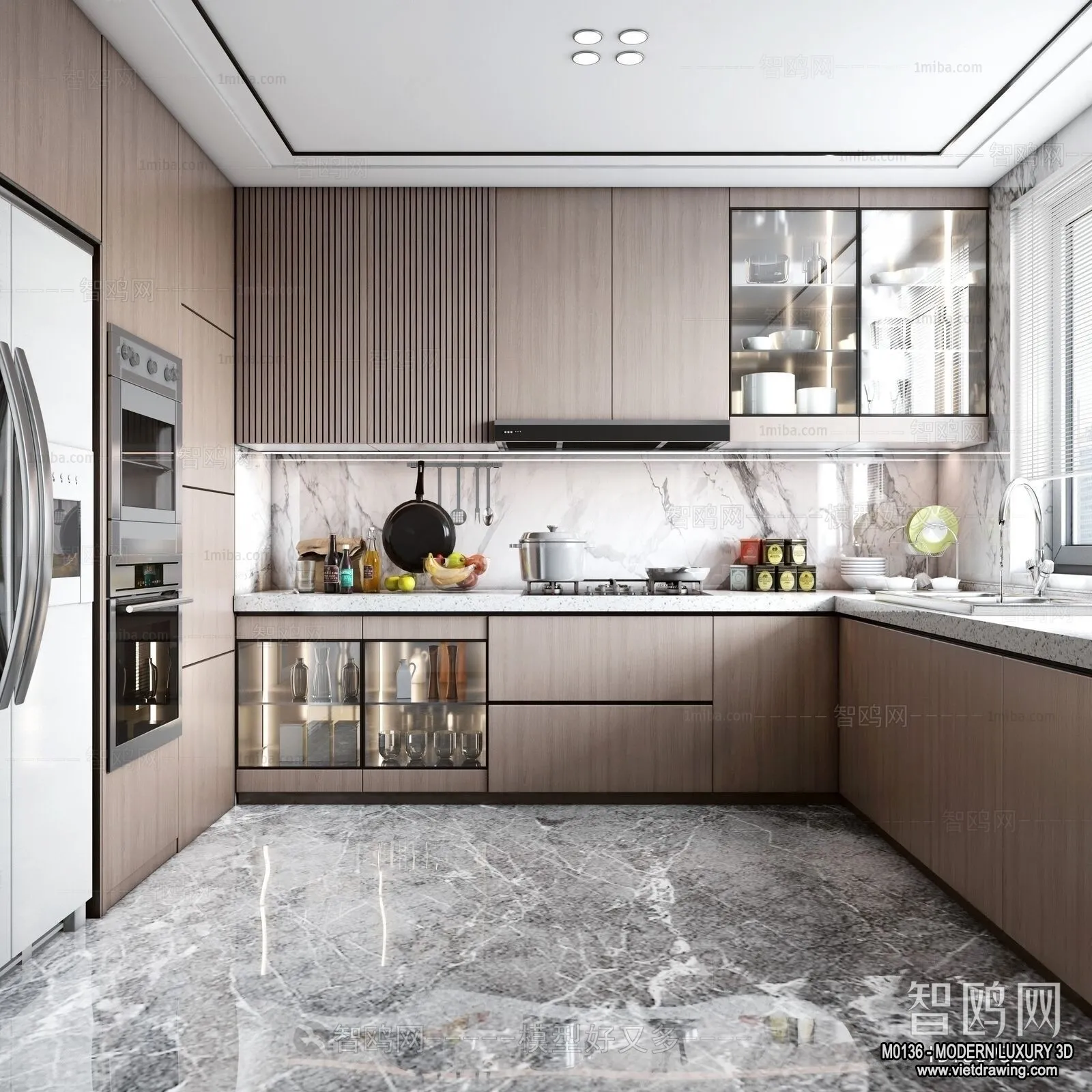 Kitchen - 3D Interior Scene - Luxury Style - 001