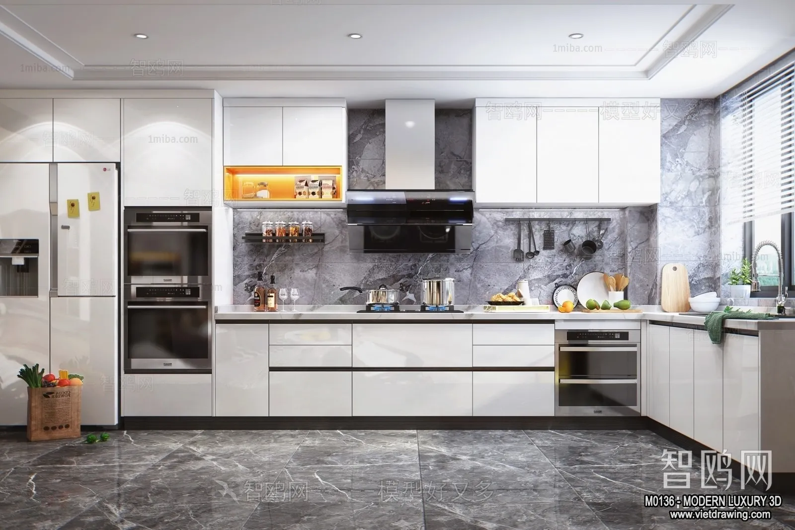 Kitchen - 3D Interior Scene - Luxury Style - 007