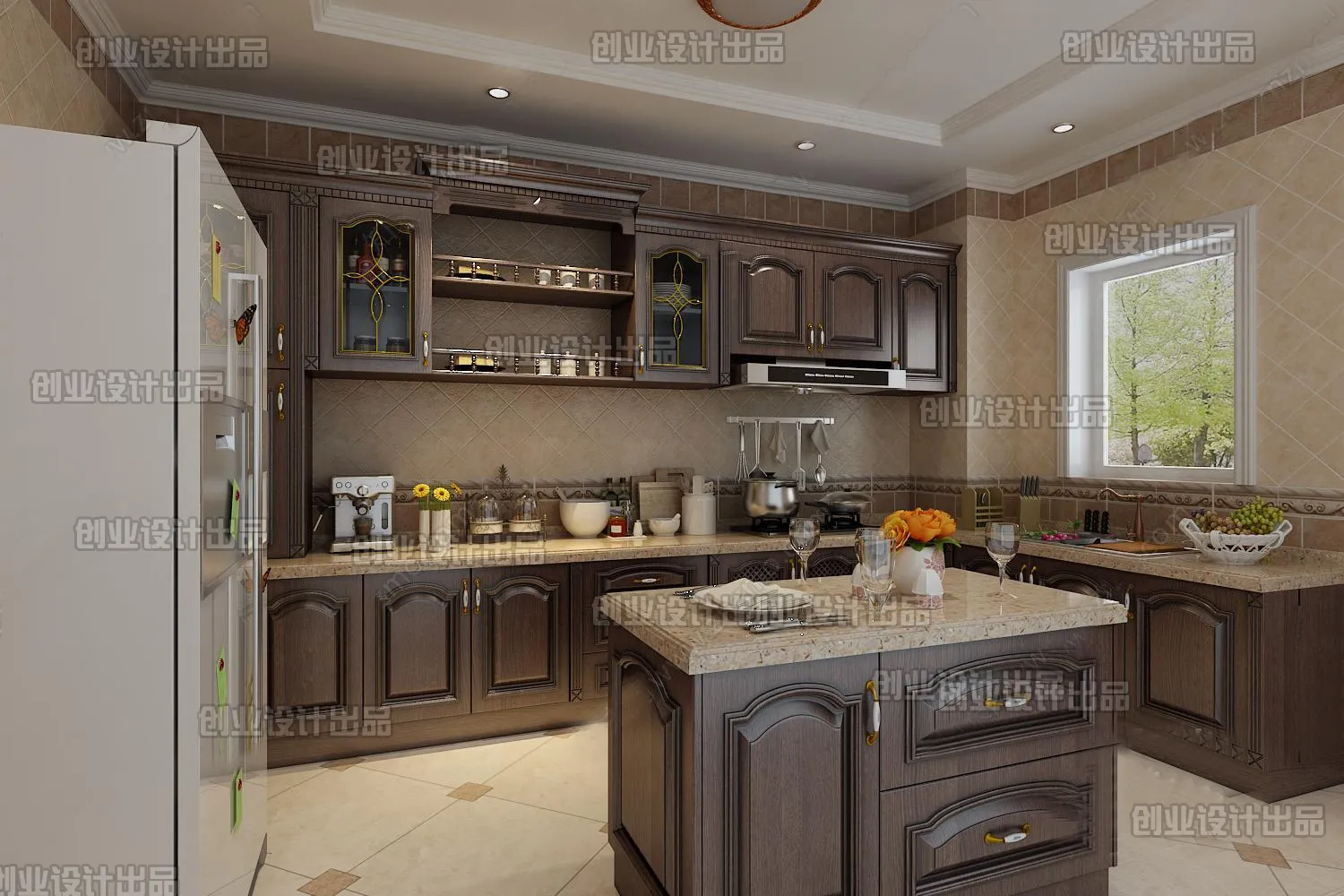 Kitchen 3D Interior Scene Model - European Style - 021