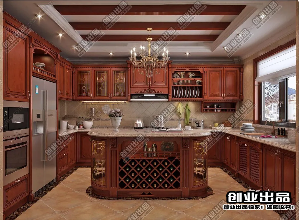 Kitchen 3D Interior Scene Model - European Style - 022