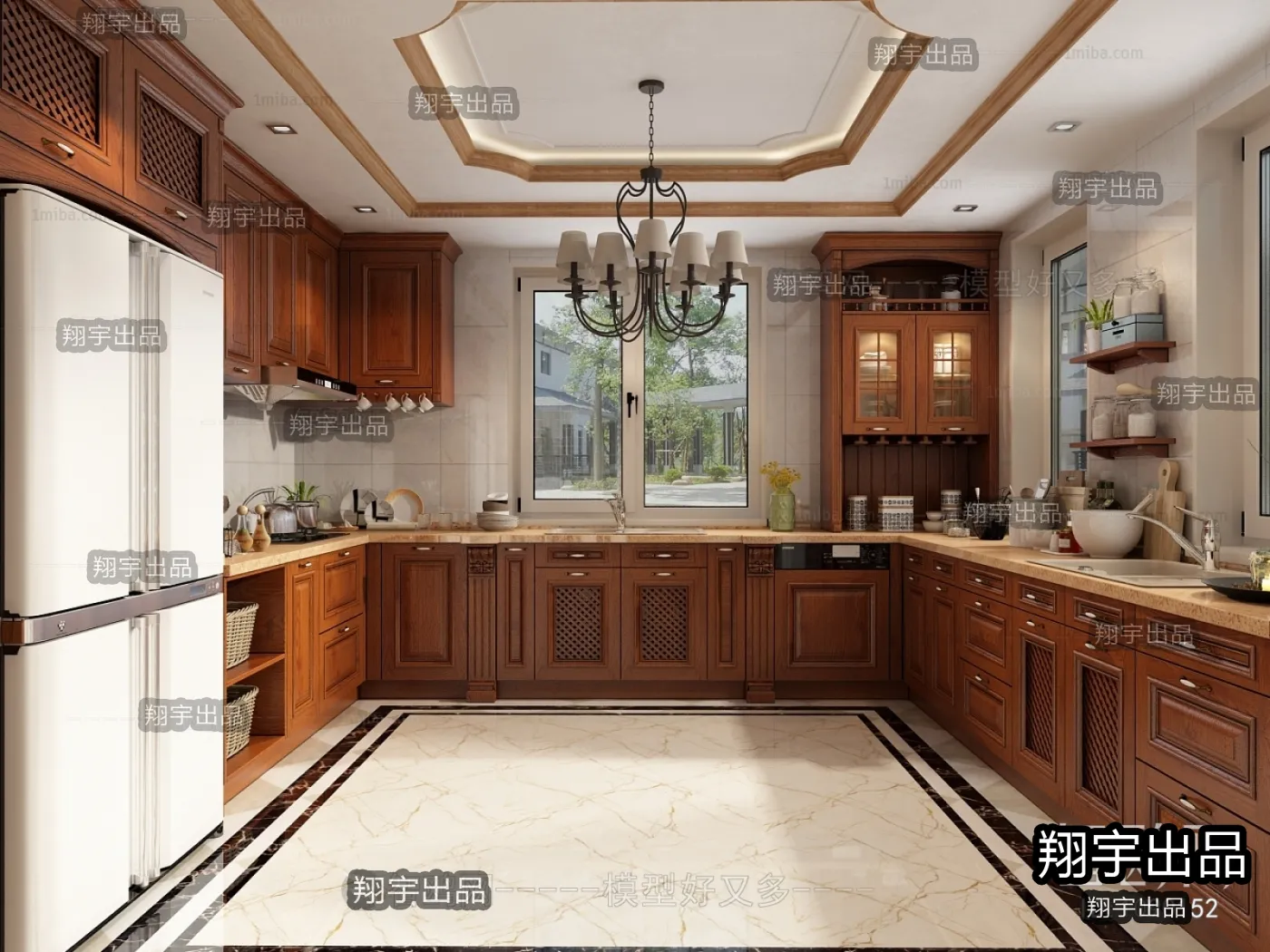 Kitchen 3D Interior Scene Model - European Style - 023