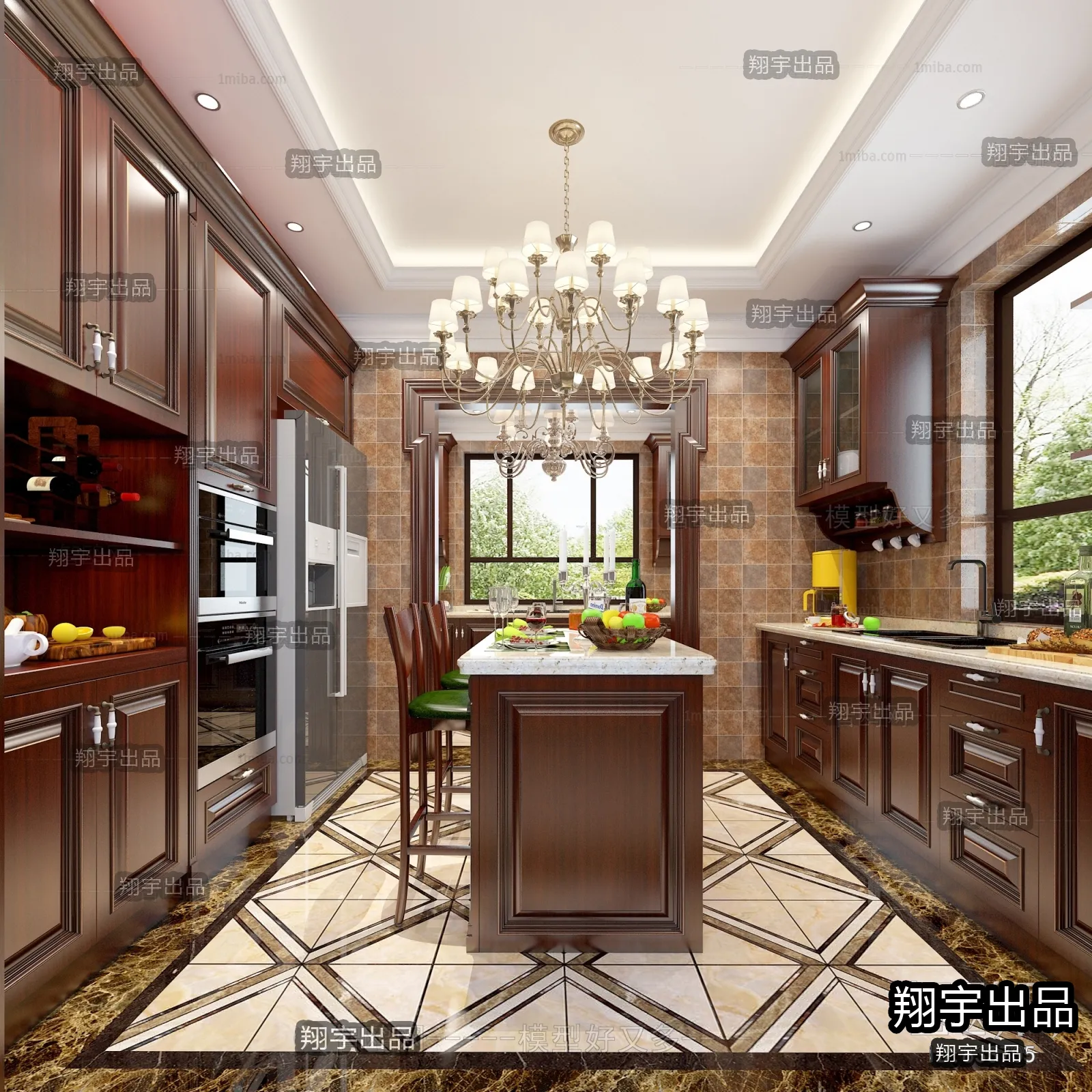 Kitchen 3D Interior Scene Model - European Style - 024