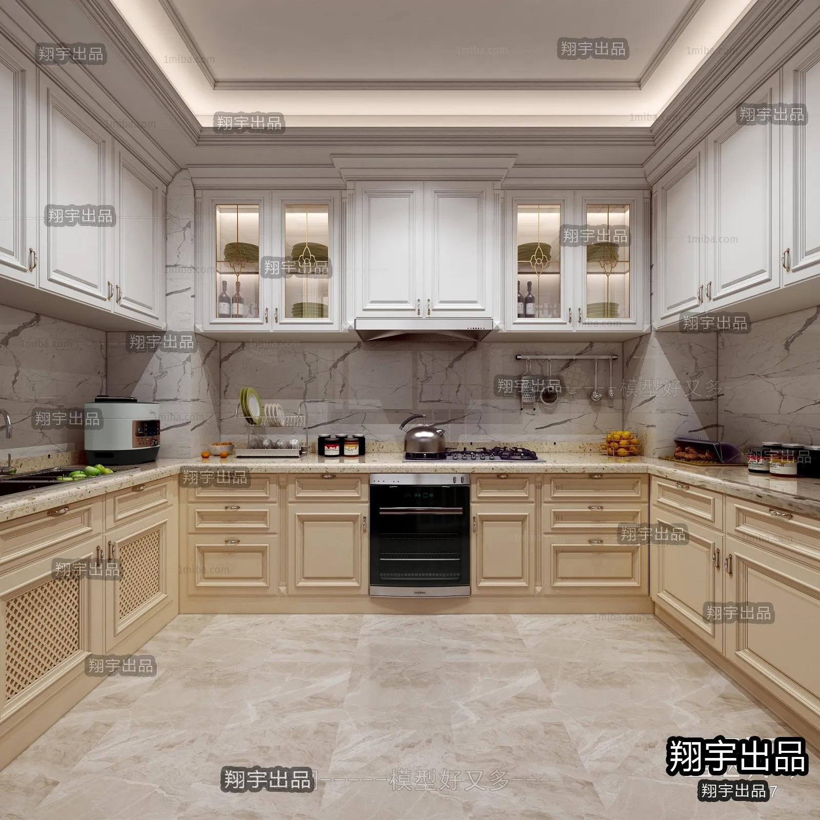 Kitchen 3D Interior Scene Model - European Style - 025