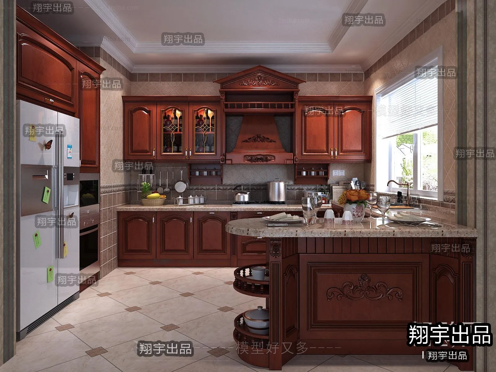 Kitchen 3D Interior Scene Model - European Style - 026