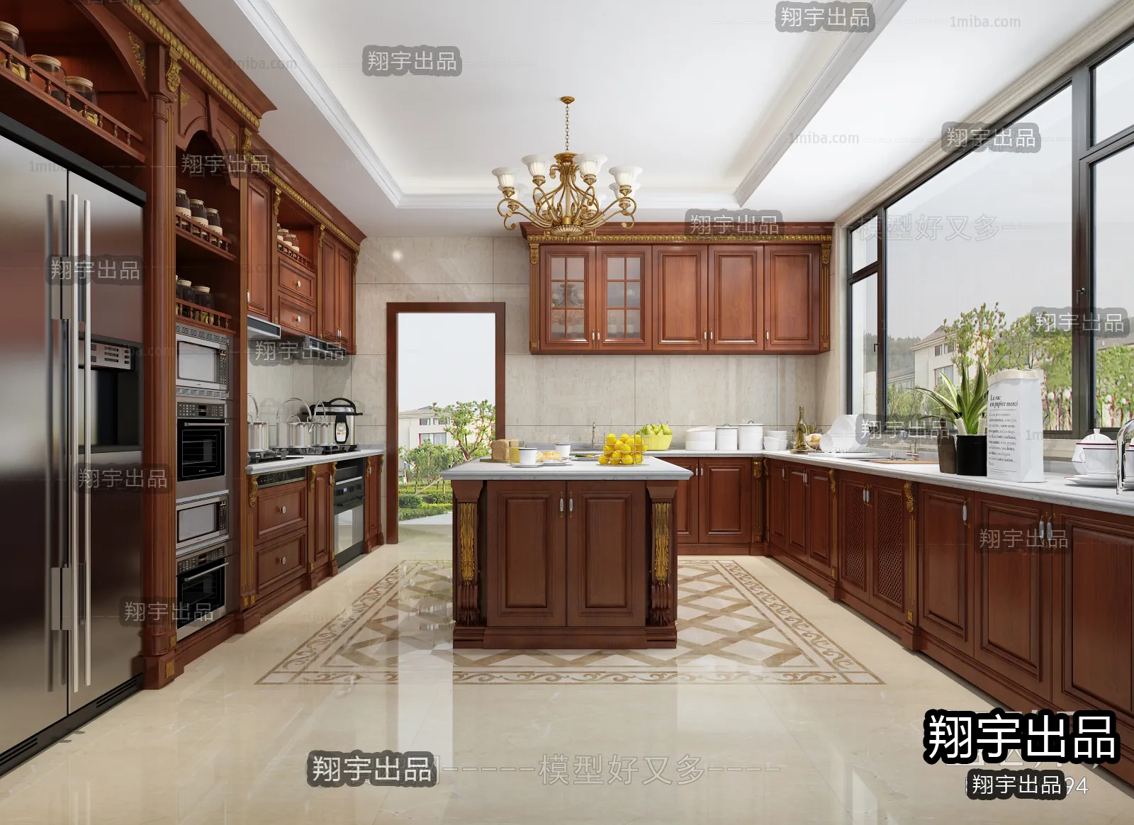 Kitchen 3D Interior Scene Model - European Style - 027