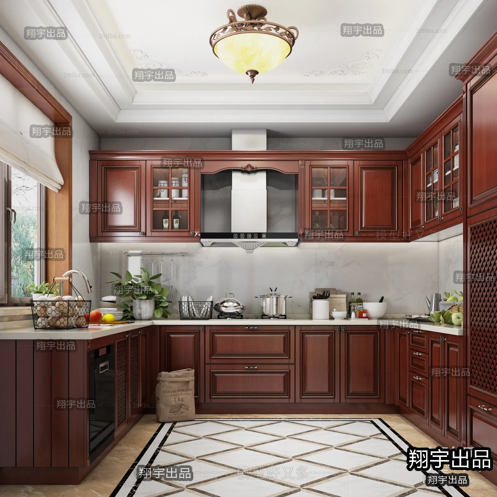 Kitchen 3D Interior Scene Model - European Style - 028