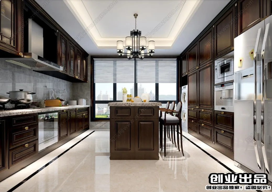 Kitchen 3D Interior Scene Model - European Style - 029