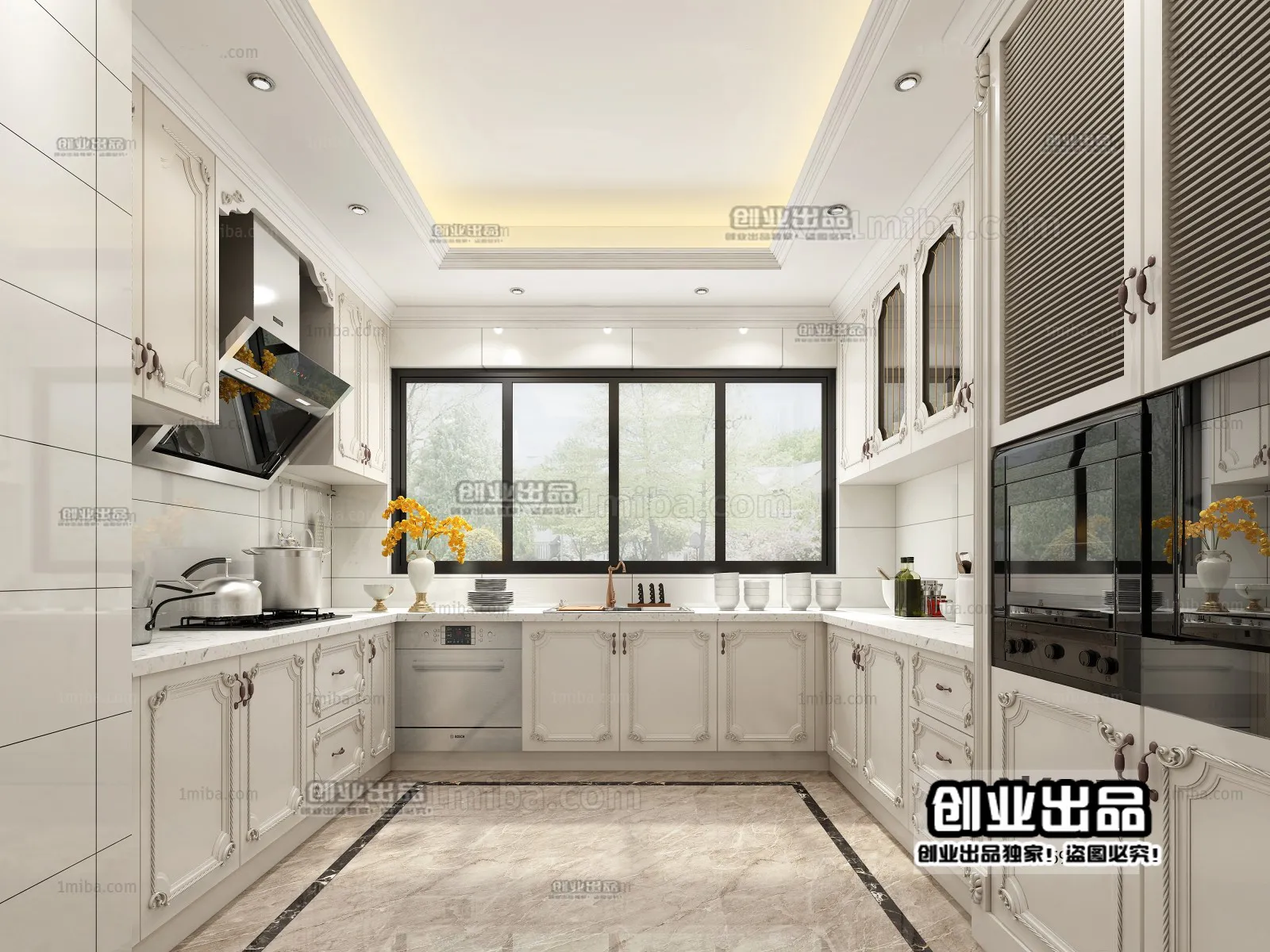 Kitchen 3D Interior Scene Model - European Style - 030