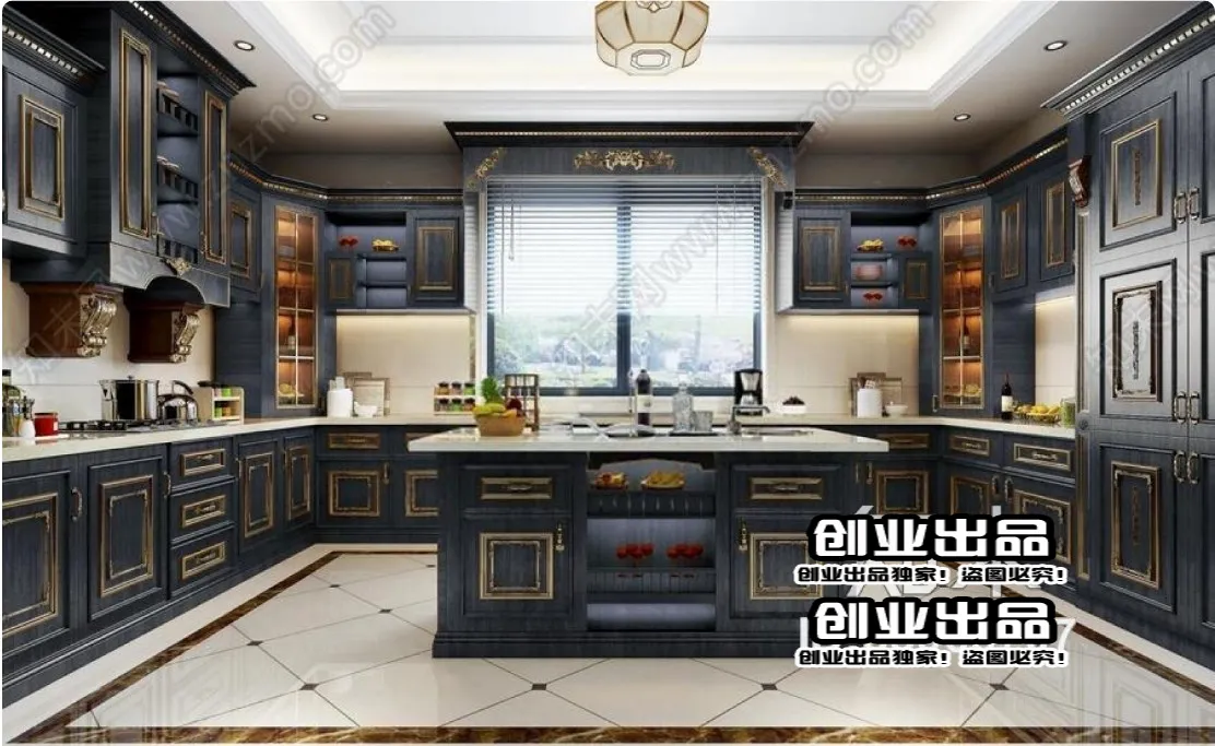 Kitchen 3D Interior Scene Model - European Style - 032