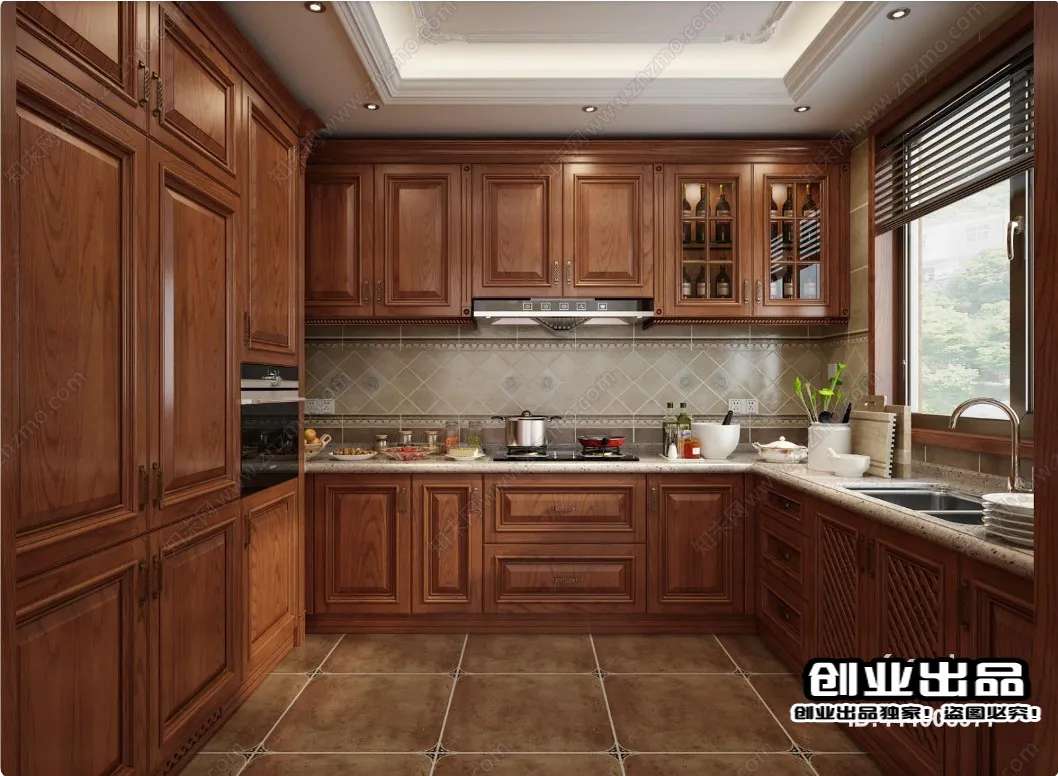 Kitchen 3D Interior Scene Model - European Style - 034
