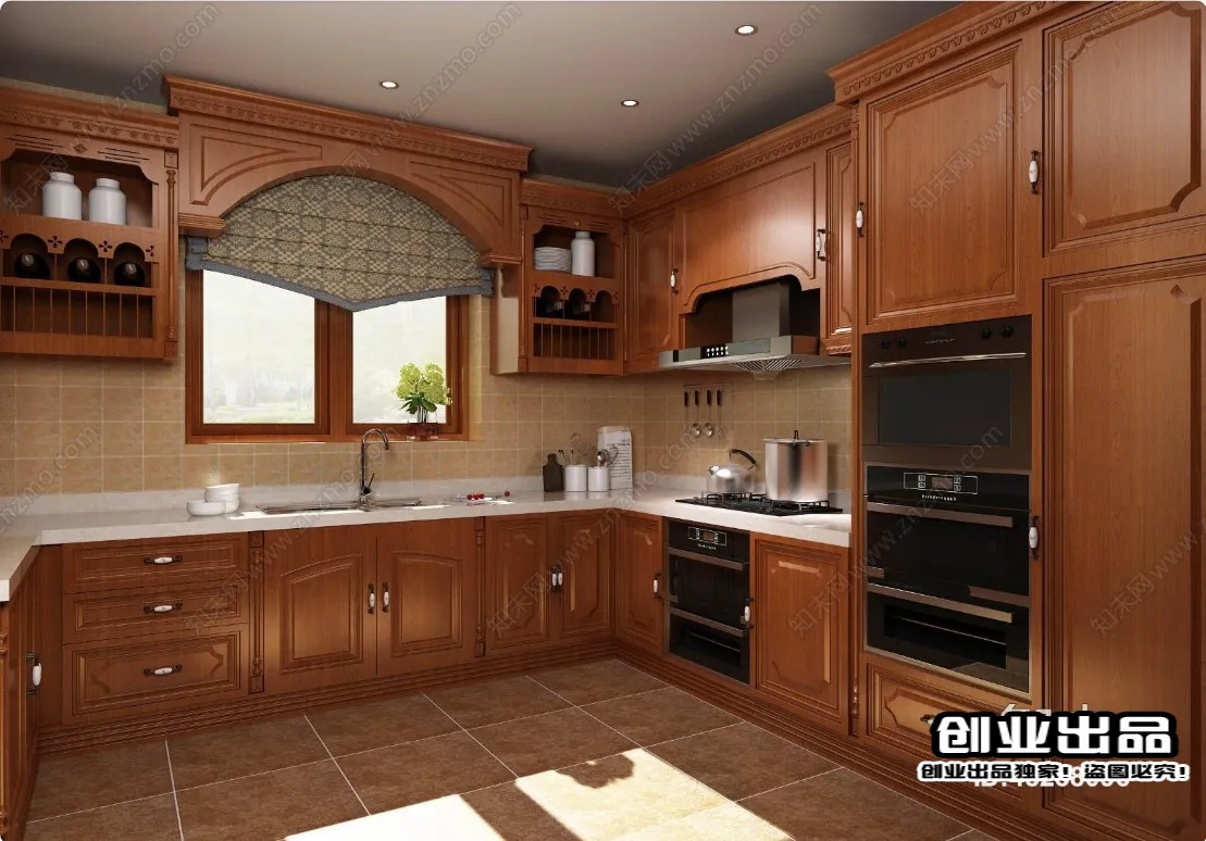 Kitchen 3D Interior Scene Model - European Style - 035