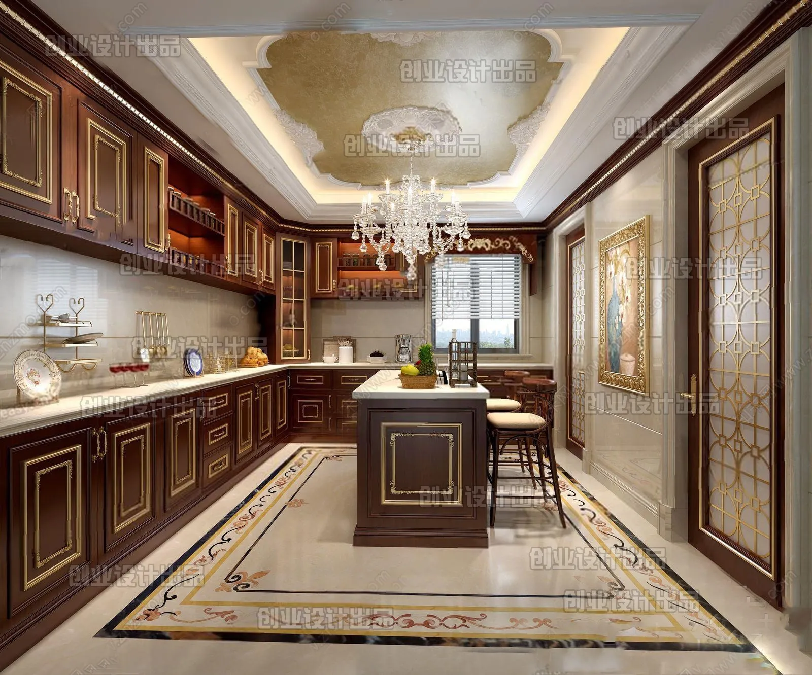 Kitchen 3D Interior Scene Model - European Style - 036