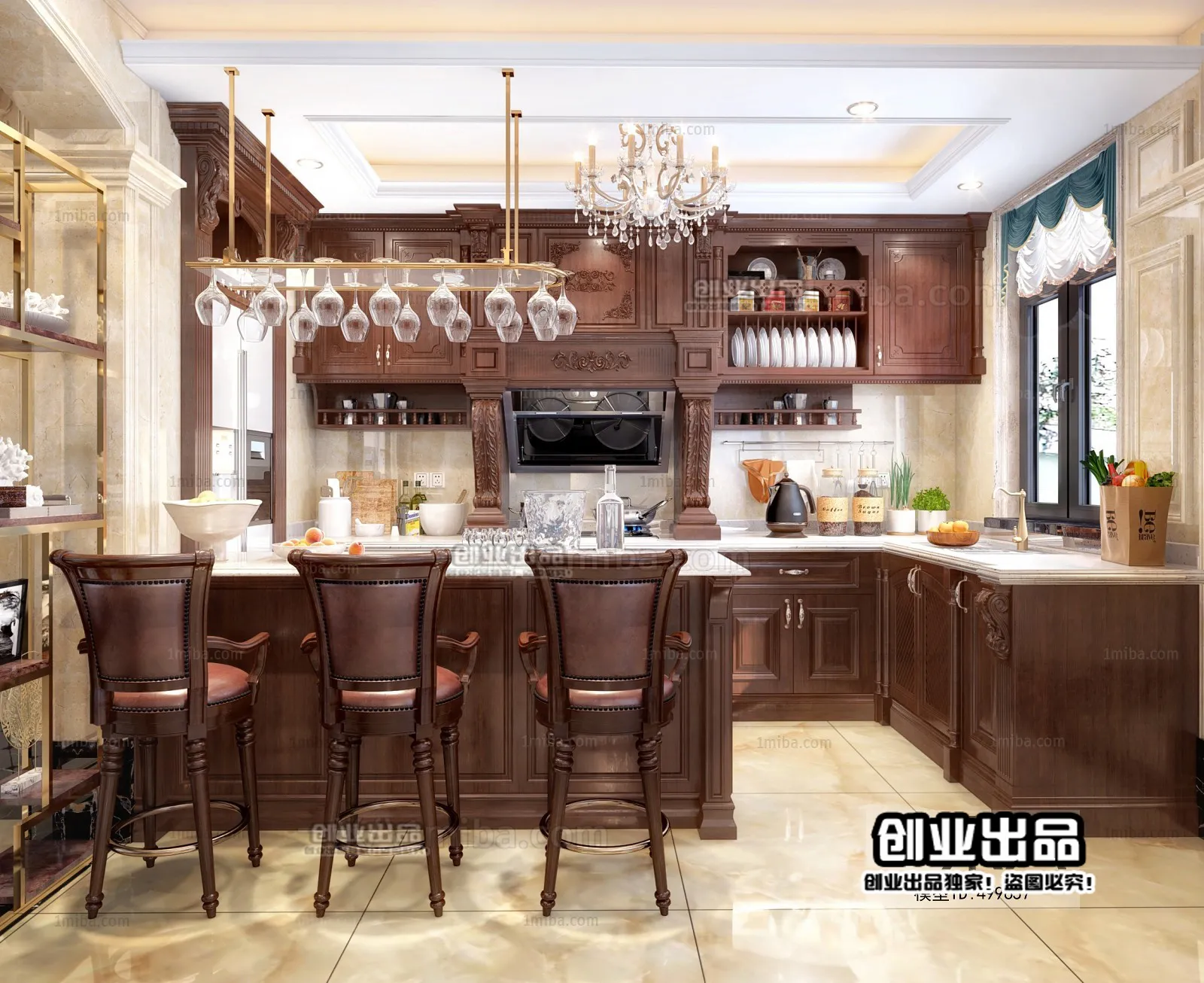 Kitchen 3D Interior Scene Model - European Style - 039