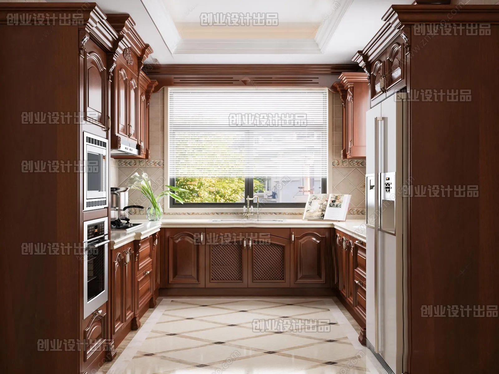 Kitchen 3D Interior Scene Model - European Style - 040