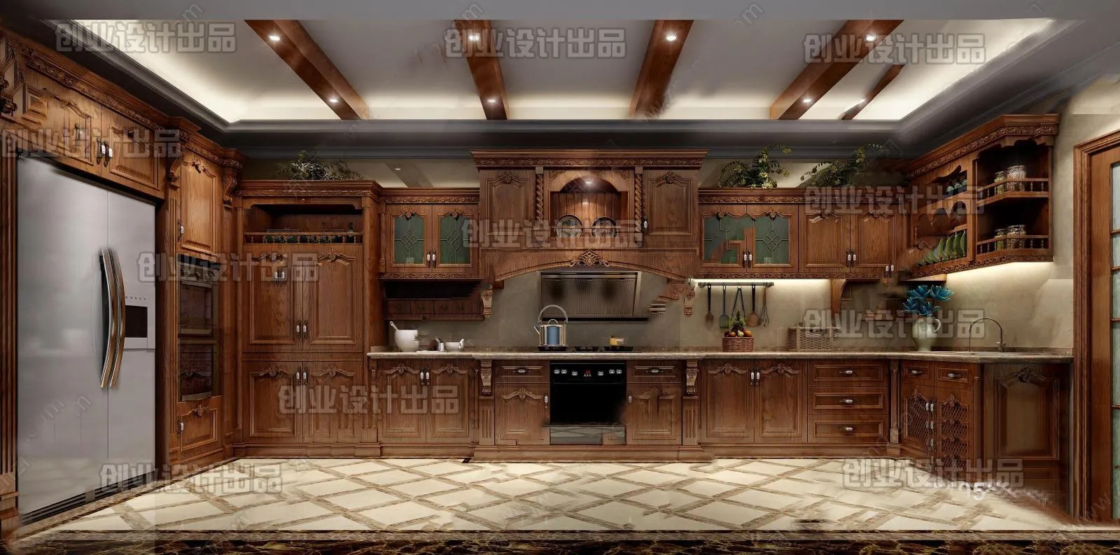 Kitchen 3D Interior Scene Model - European Style - 041