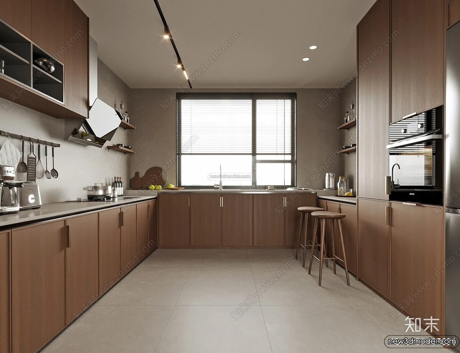 Kitchen 3D Interior Scene Model - Wabi Sabi Style - 002