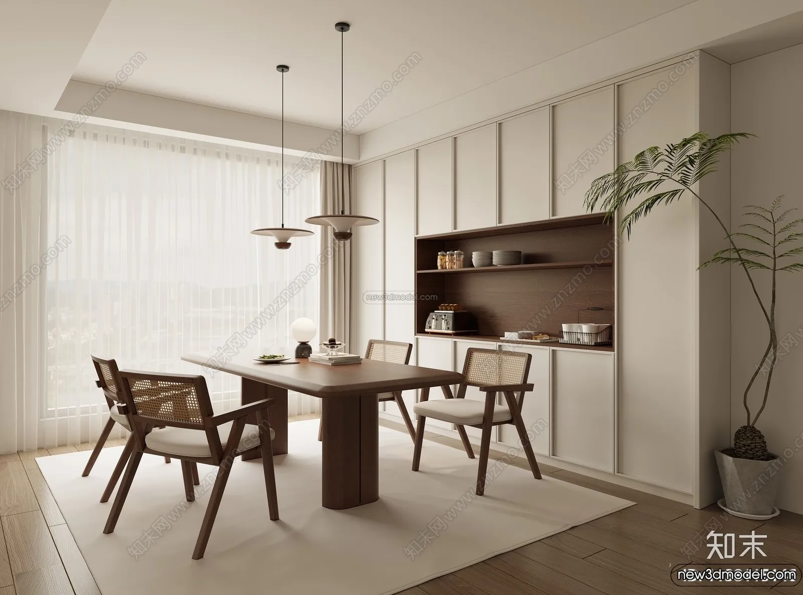 Kitchen 3D Interior Scene Model - Wabi Sabi Style - 004