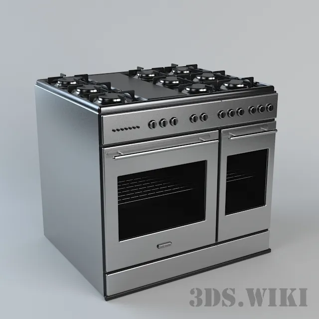 kitchen - 6-burner gas stove with two chambers 3D Model