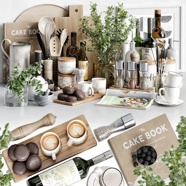 Kitchen Accessories 32 (with cake book) 3D Model