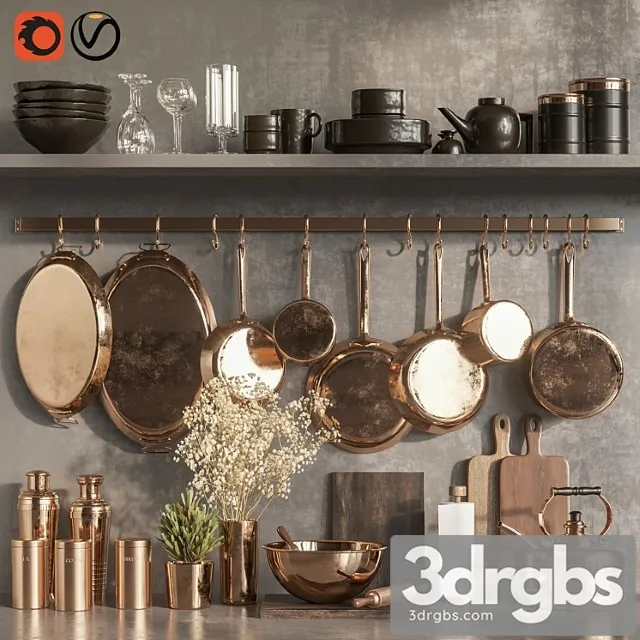 Kitchen accessories set01 3D Model Free