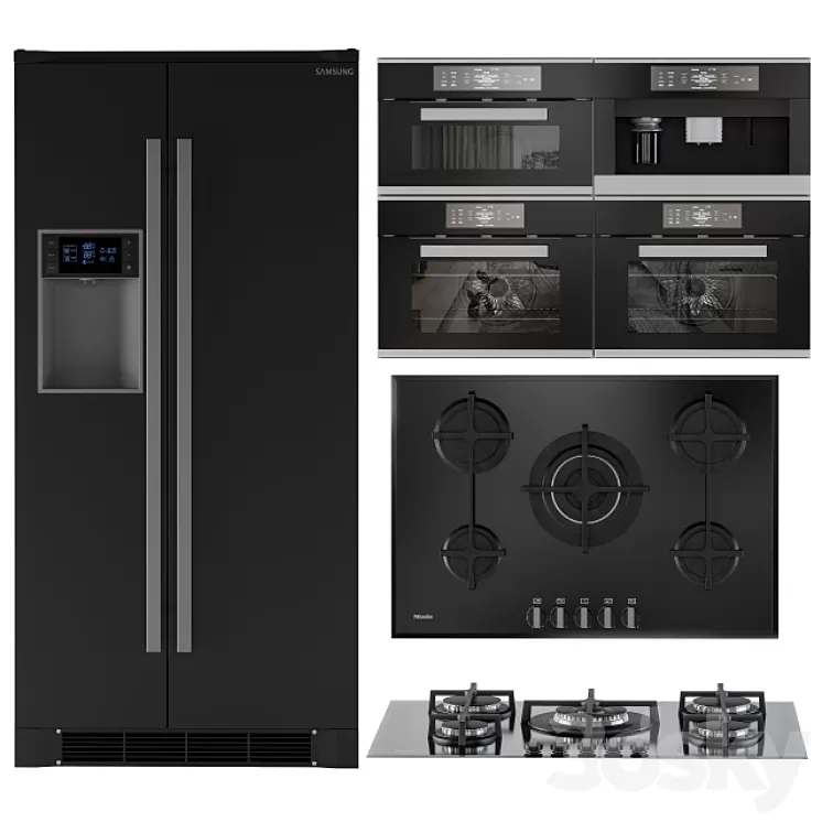 Kitchen Appliance Kit Black 3D Model