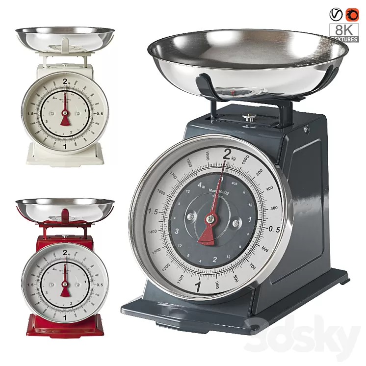 Kitchen appliance. Retro-style scales. 3D Model