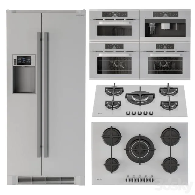 Kitchen appliance Set Gray White 3D Model