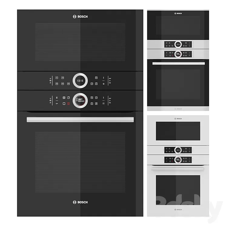 Kitchen appliances Bosch Series 8. Three options 3D Model