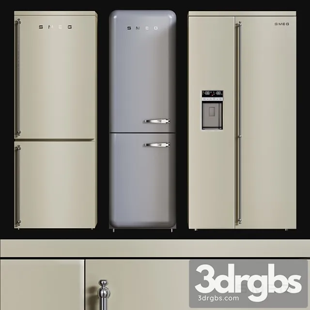 Kitchen Appliances Fridges Set 2 3D Model Free
