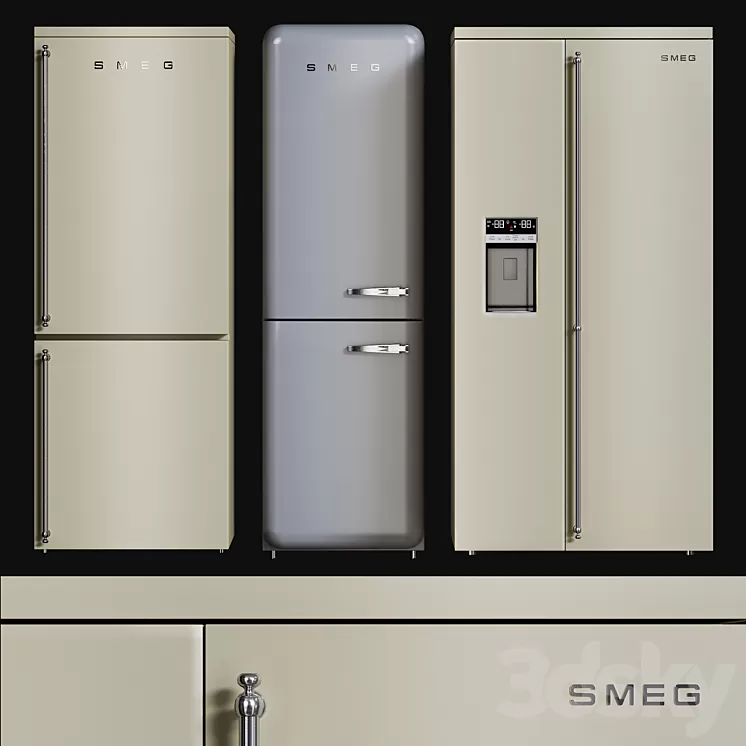 Kitchen Appliances Fridges Set 2 3D Model