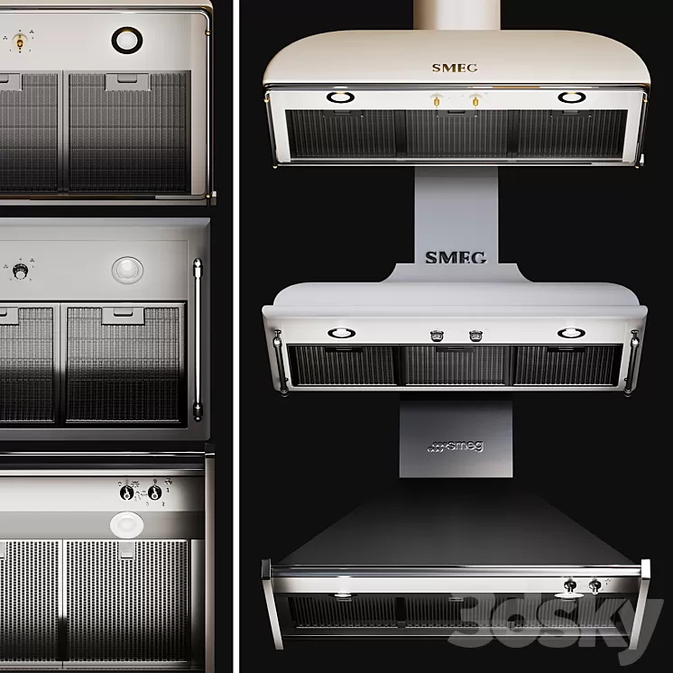 Kitchen Appliances Smeg Hoods Set 1 3D Model