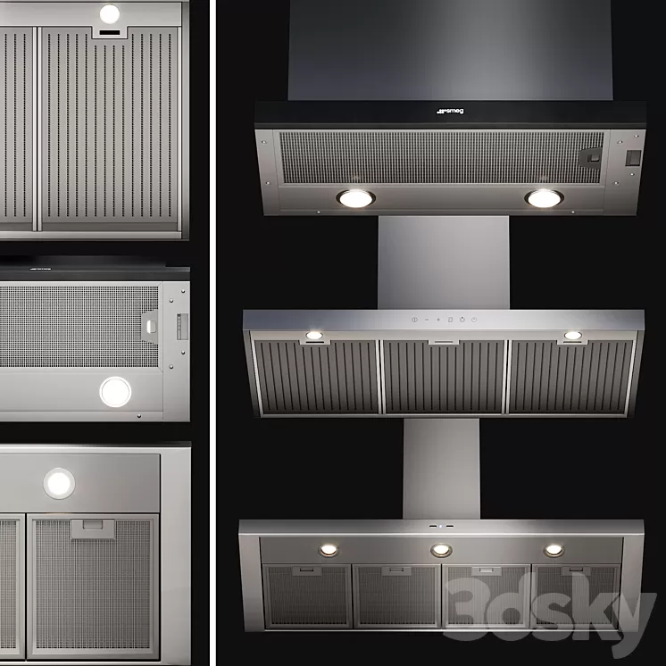 Kitchen Appliances Smeg Hoods Set 2 3D Model