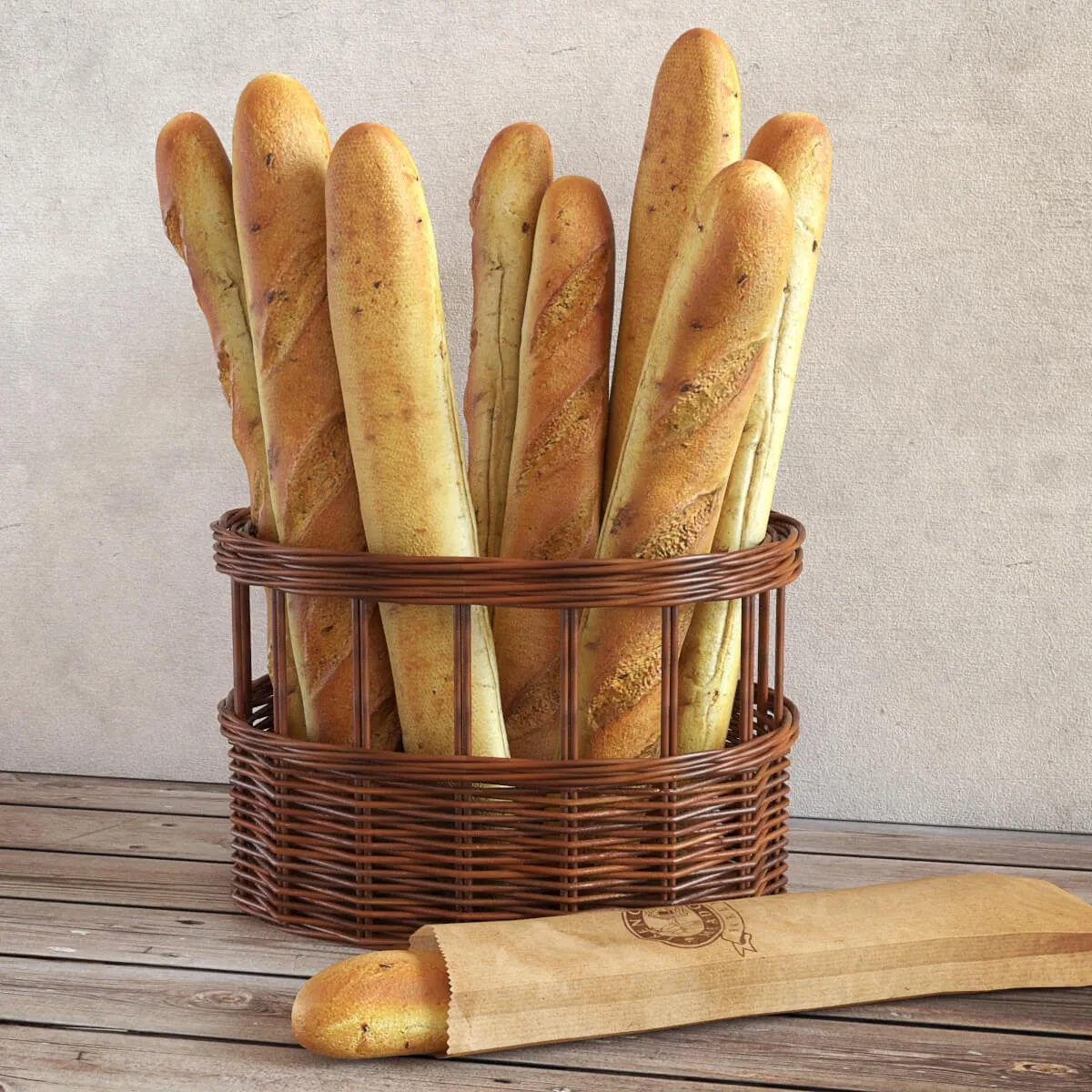 kitchen - Baguette basket 3D Model