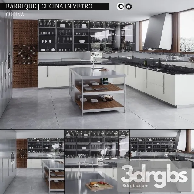 Kitchen Barrique Cucina Vetro 3D Model Free
