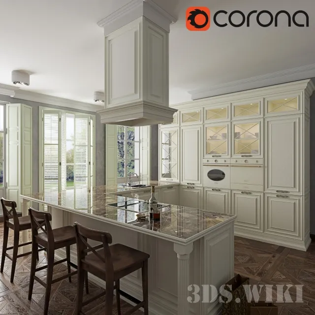 kitchen - Beautiful white kitchen 3D Model