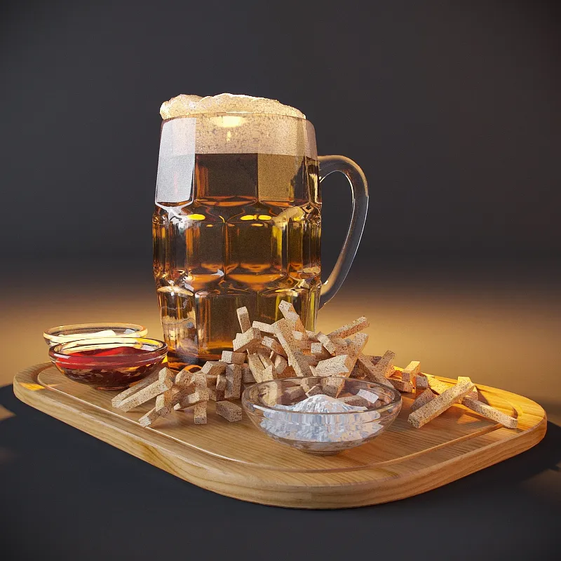 kitchen - Beer with snacks 01 3D Model
