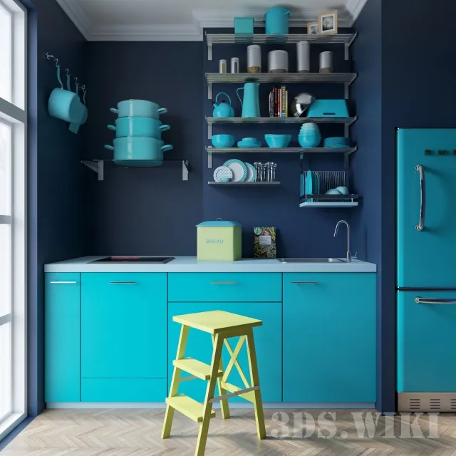 kitchen - Blue kitchen 3D Model