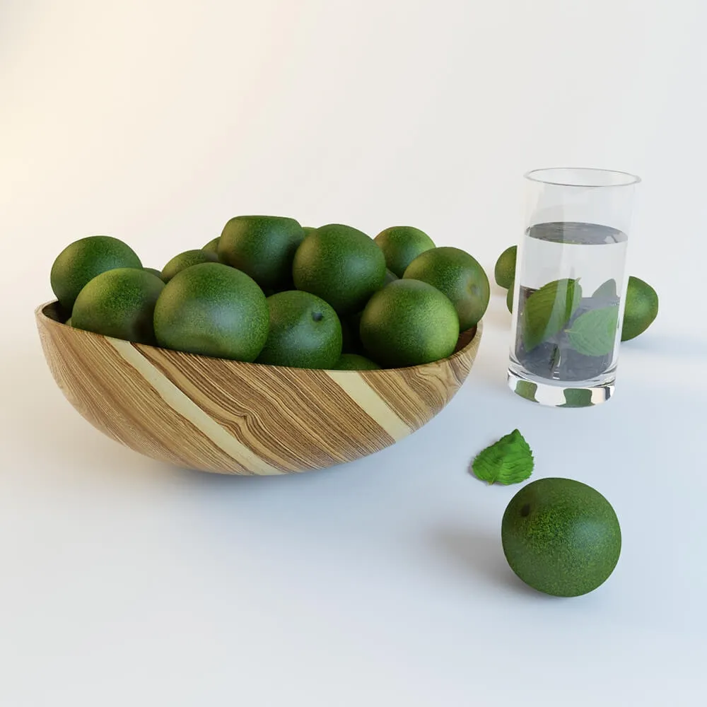 kitchen - Bowl with limes 3D Model