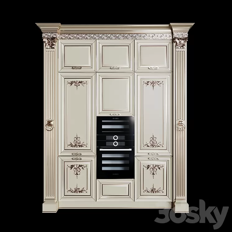 Kitchen cabinet classic set 009 3D Model